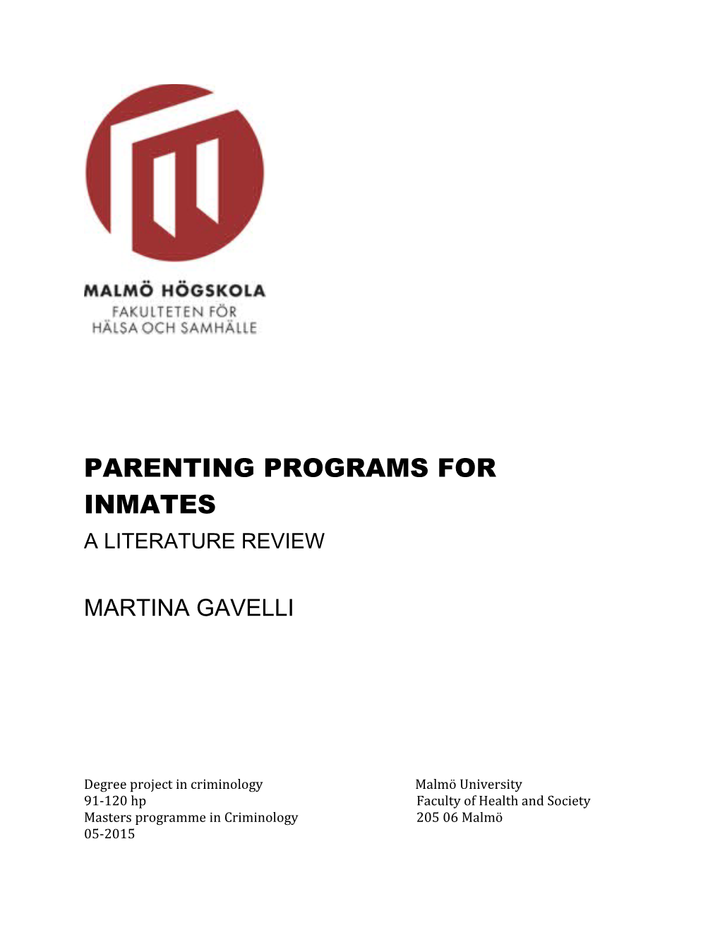 Parenting Programs for Inmates