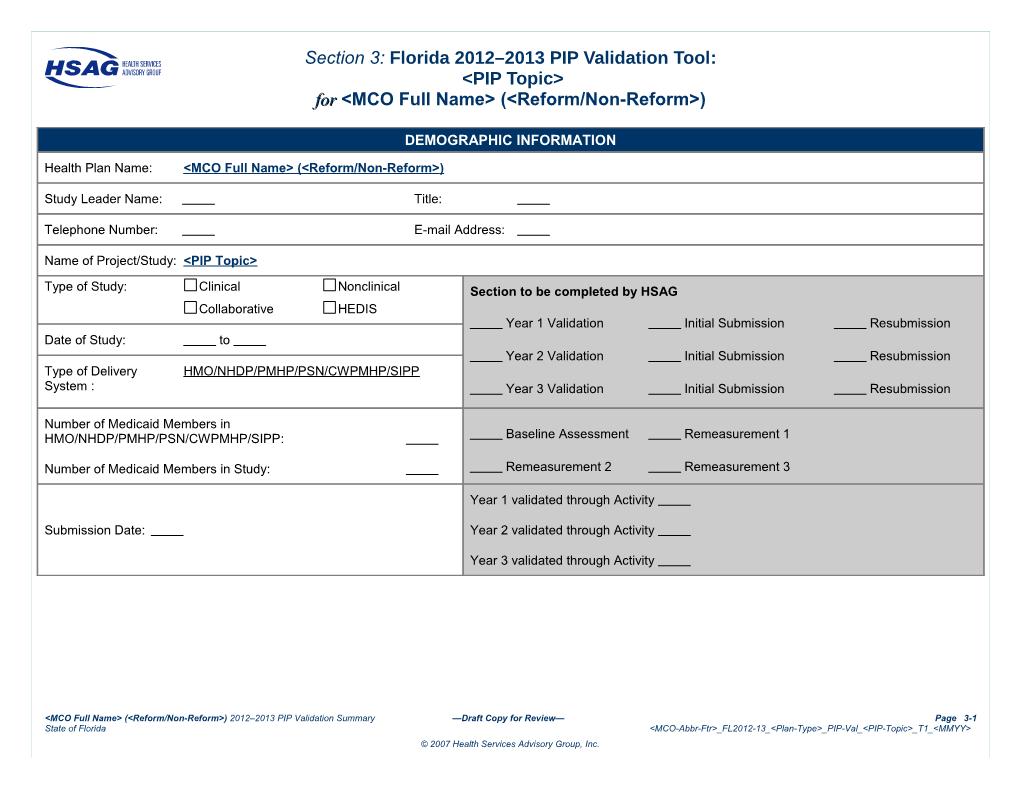 2012 2013 PIP Validation Summary