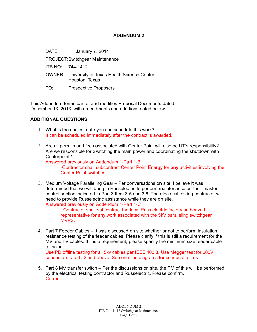 PROJECT:Switchgear Maintenance