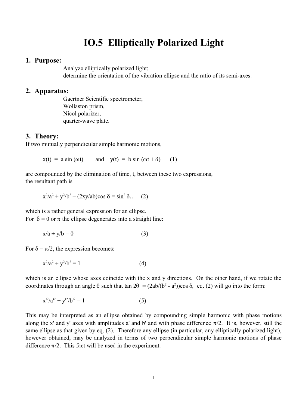 Elliptically Polarized Light