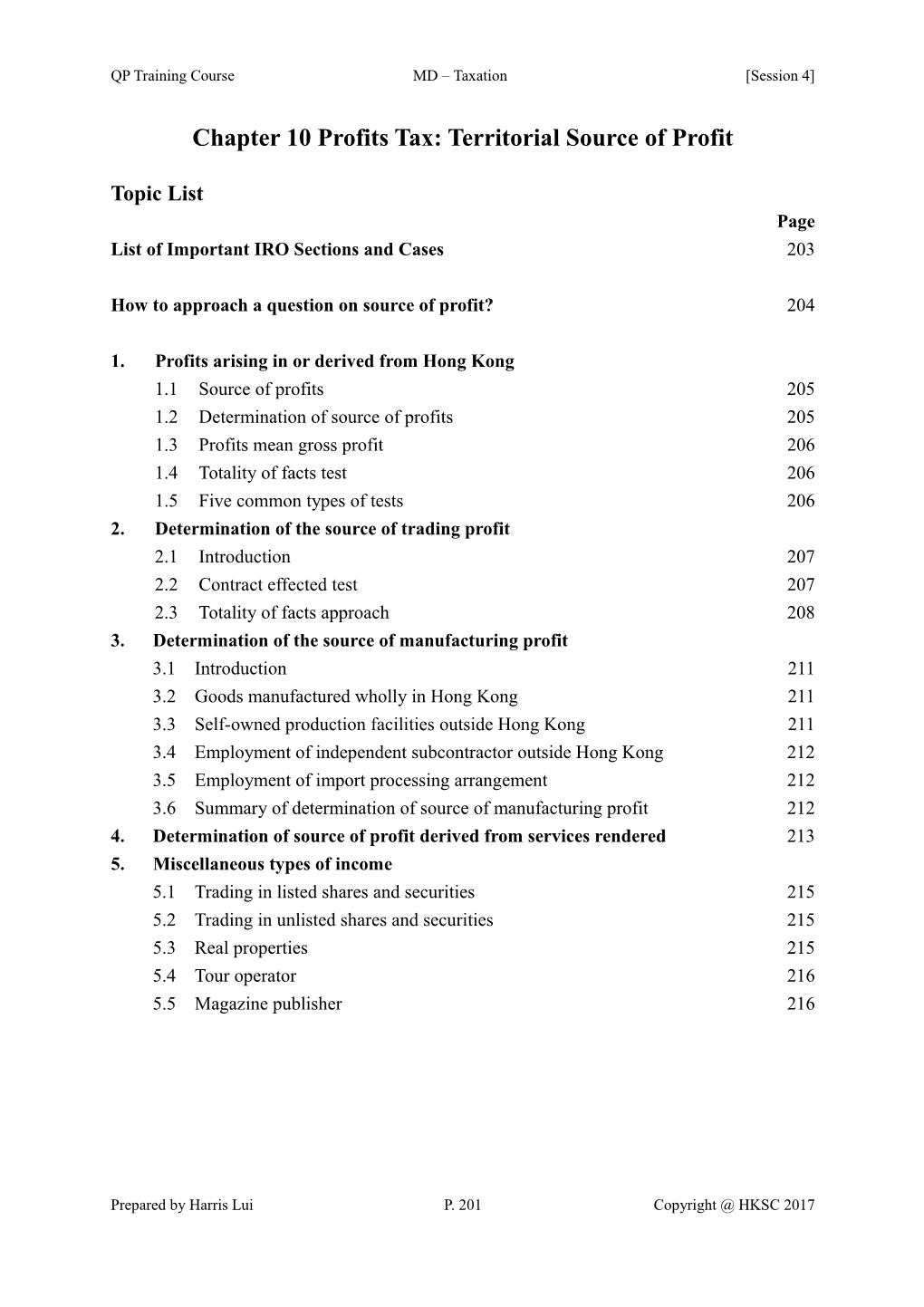 Chapter 9 Profits Tax: Territorial Source of Profit