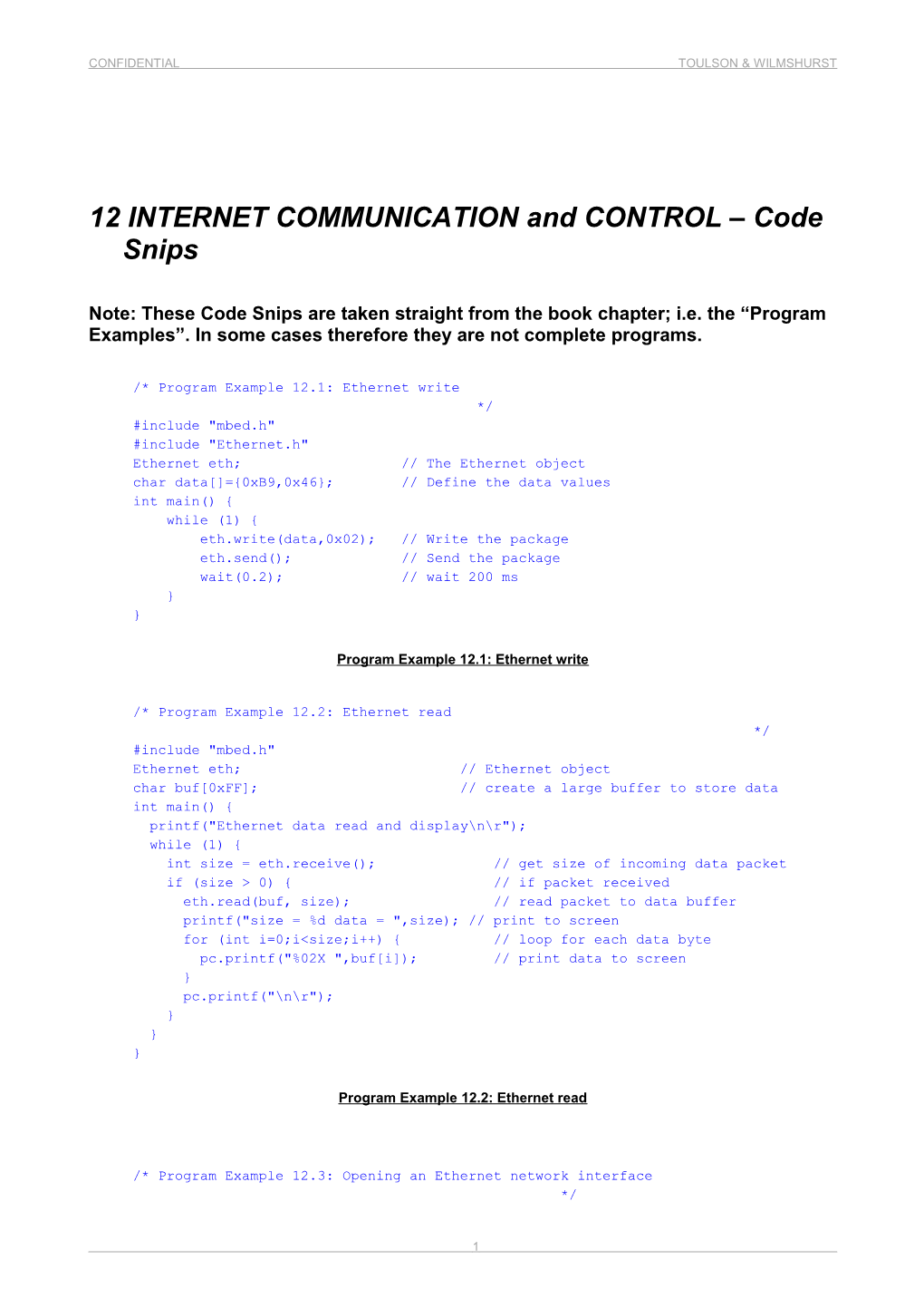 12INTERNET COMMUNICATION and CONTROL Code Snips