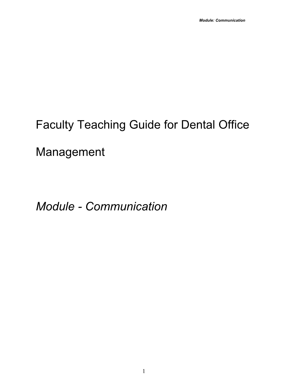 Faculty Teaching Guide for Health Information Management