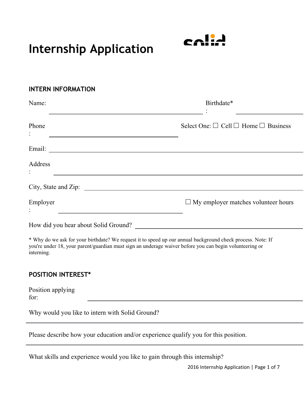 Intern Information