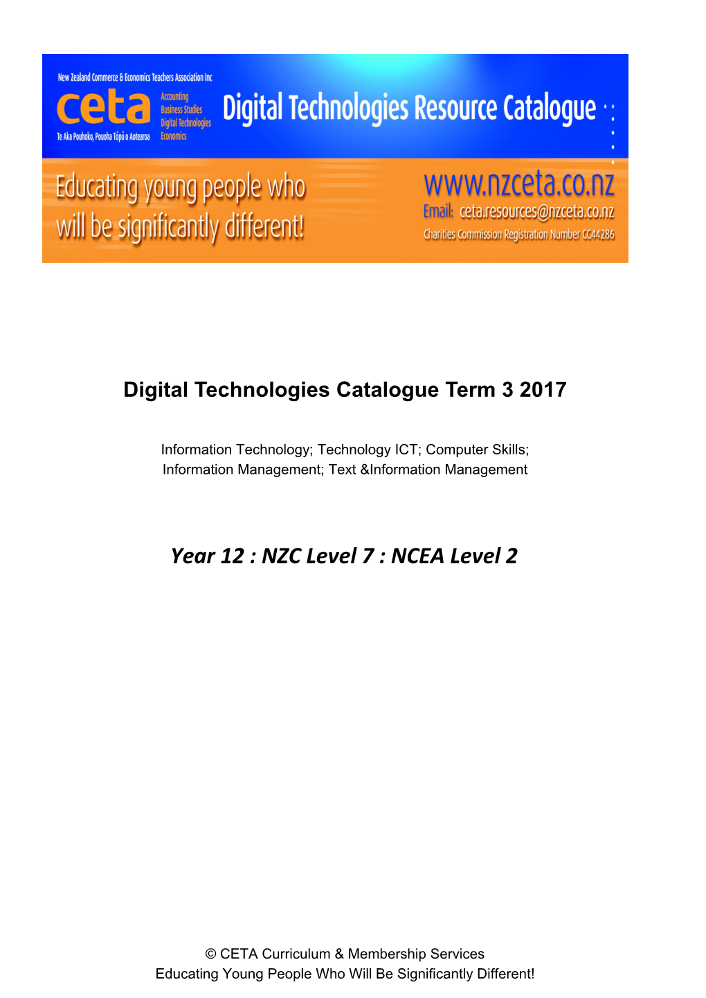 Digital Technologies Catalogue Term 3 2017