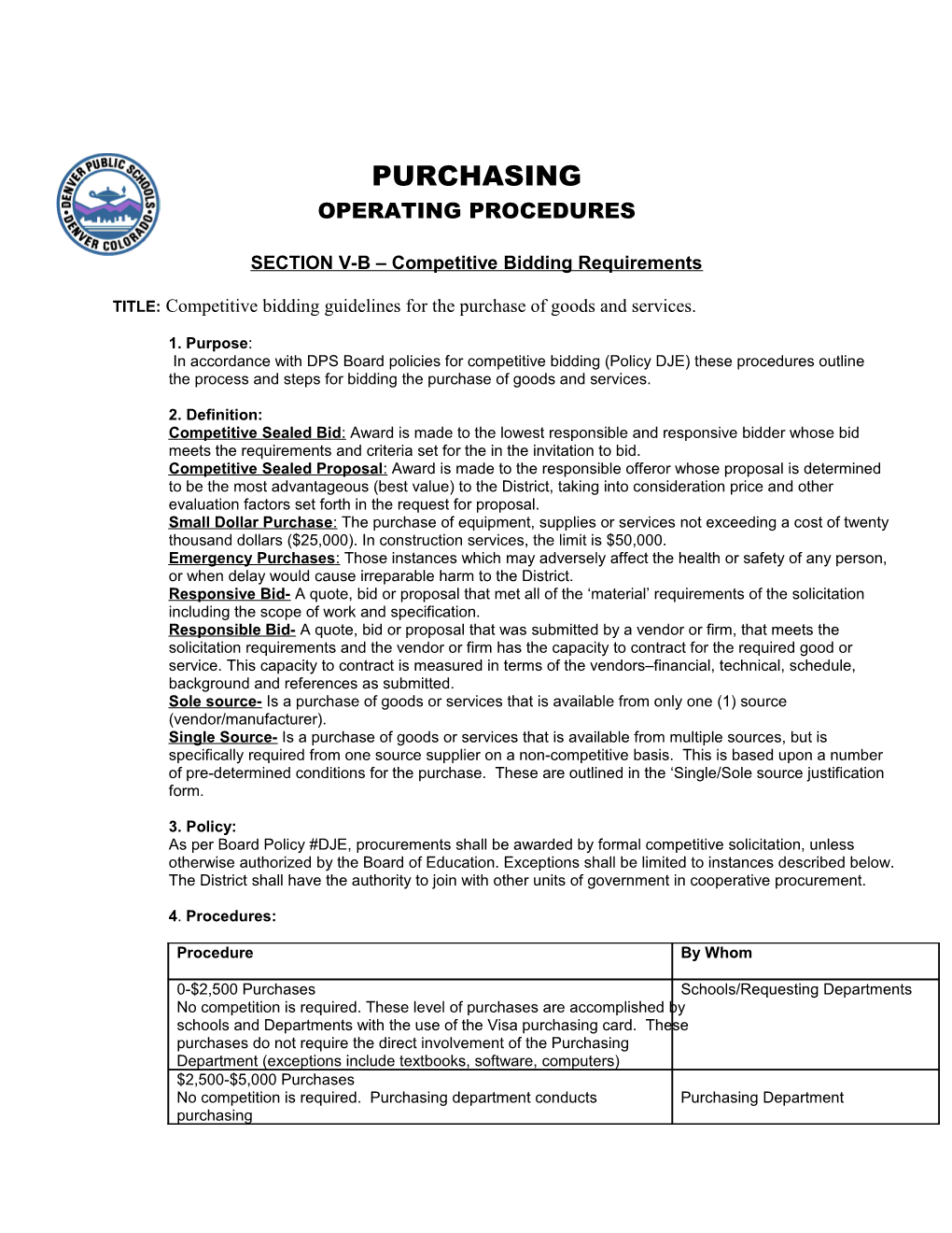 SECTION V-B Competitive Bidding Requirements