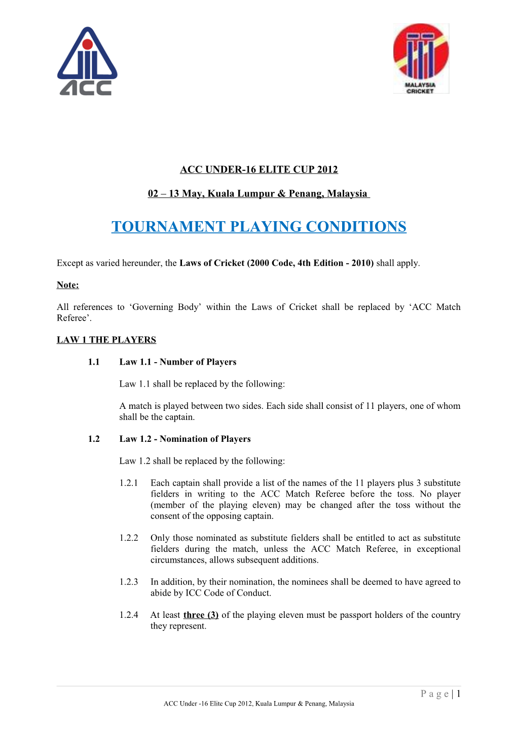 ICC World Twenty20 Playing Conditions 2007