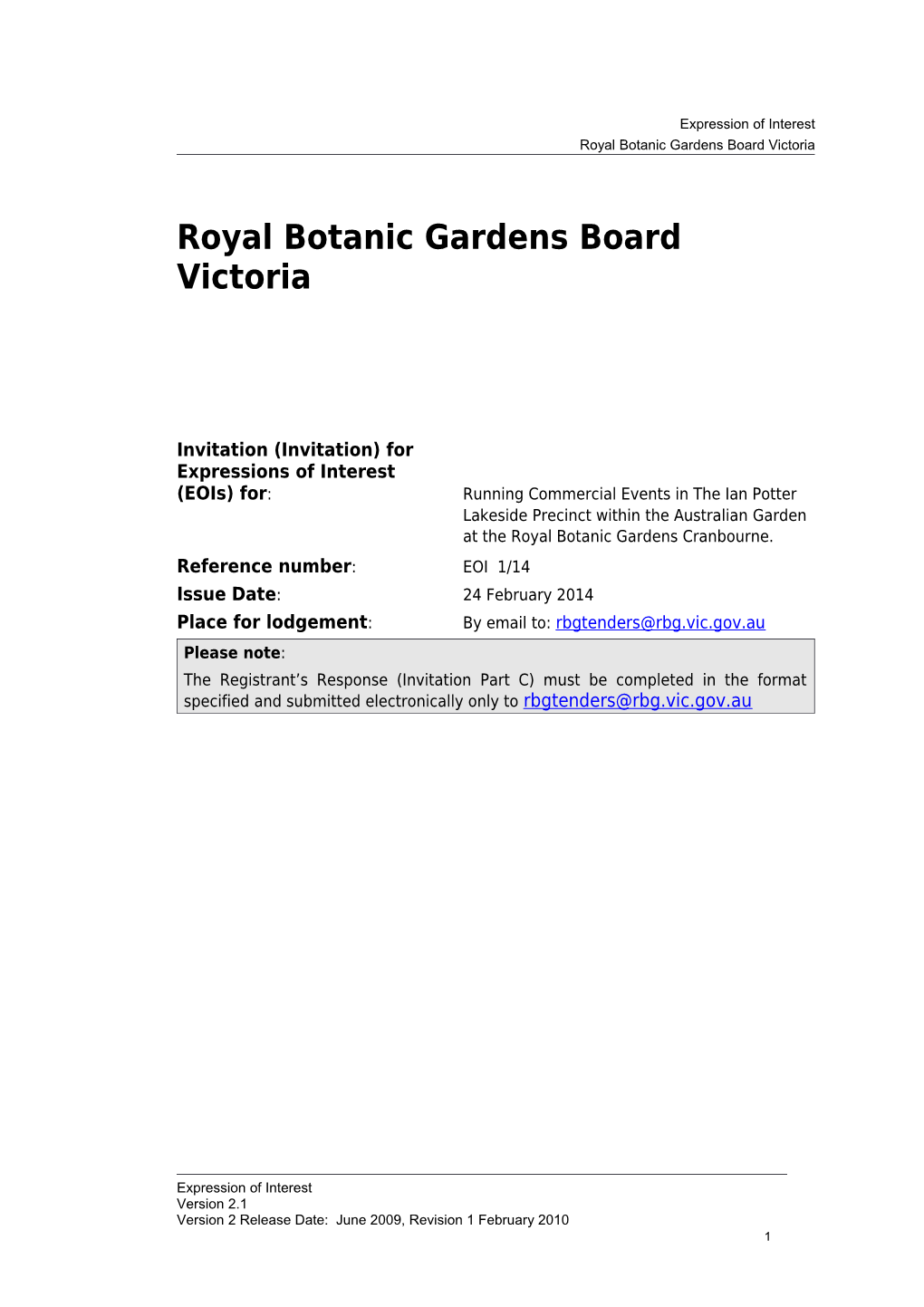 Royal Botanic Gardens Board Victoria