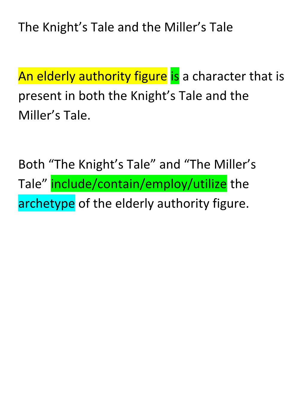 The Knight S Tale and the Miller S Tale