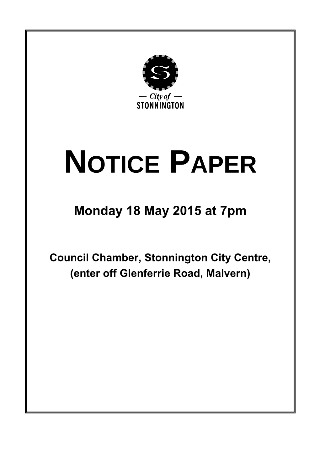 Agenda of Council Meeting - 18 May 2015