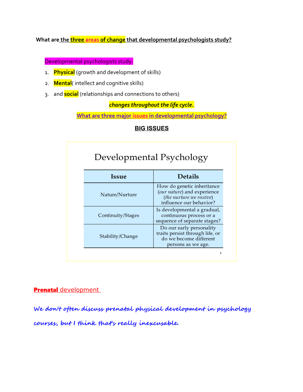 What Are the Three Areas of Change That Developmental Psychologists Study