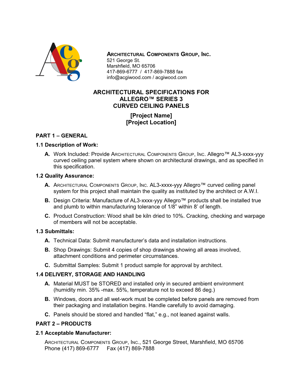 Allegro 3 Architectural Specifications