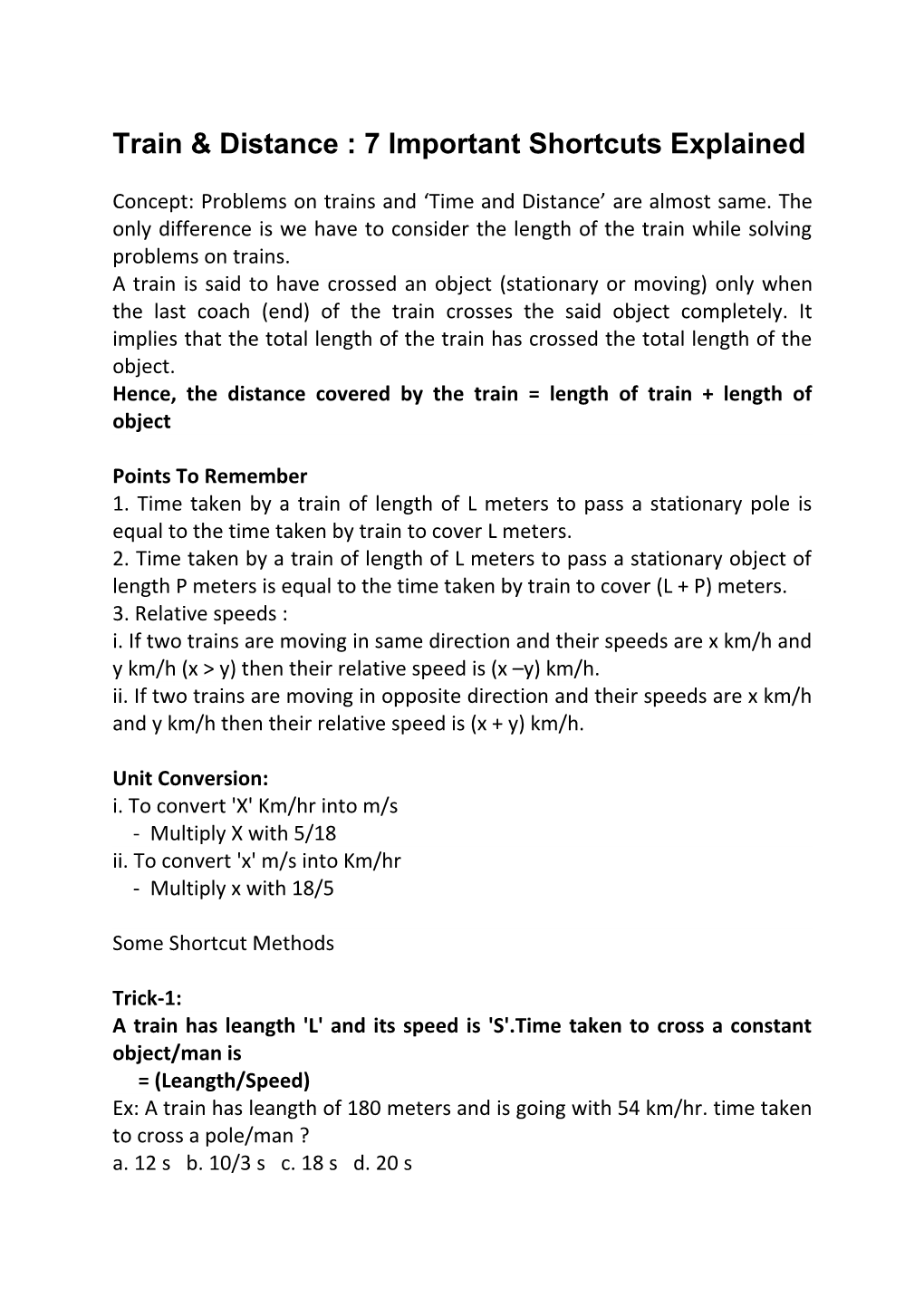 Train & Distance : 7 Important Shortcuts Explained