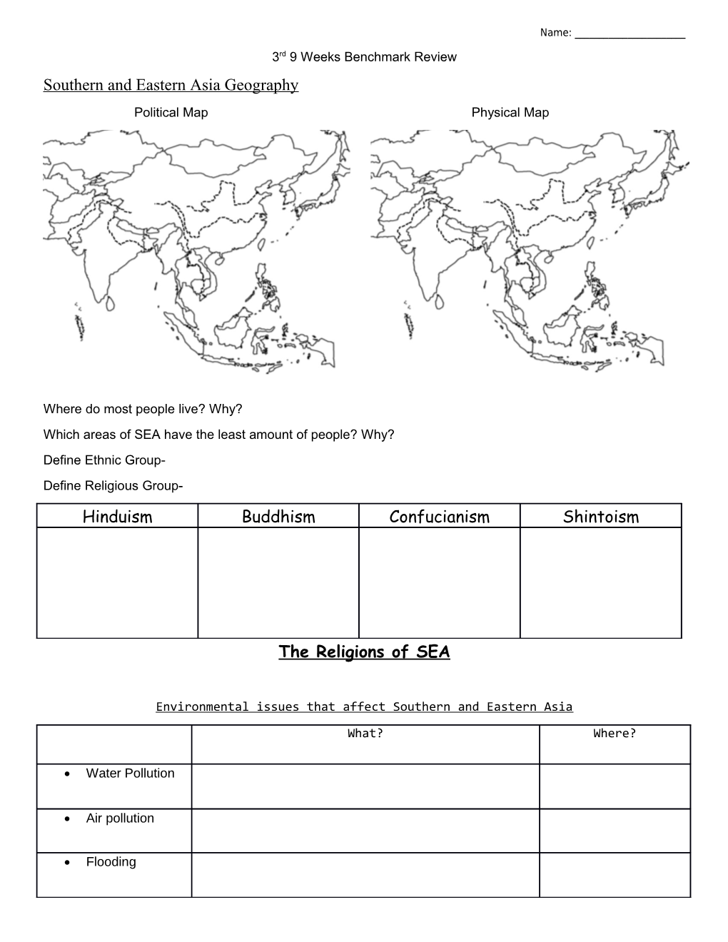 Southern and Eastern Asia Geography