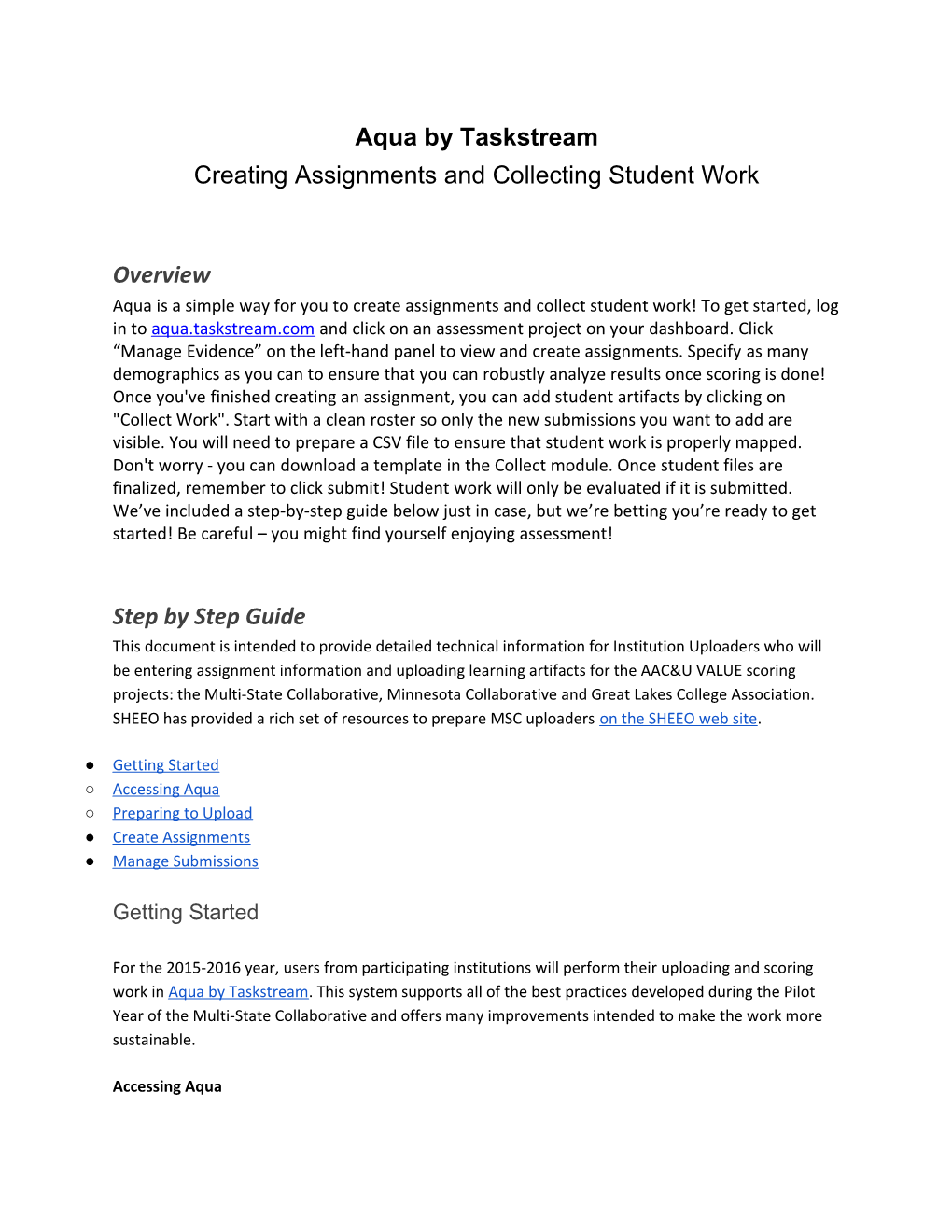 Creating Assignments and Collecting Student Work