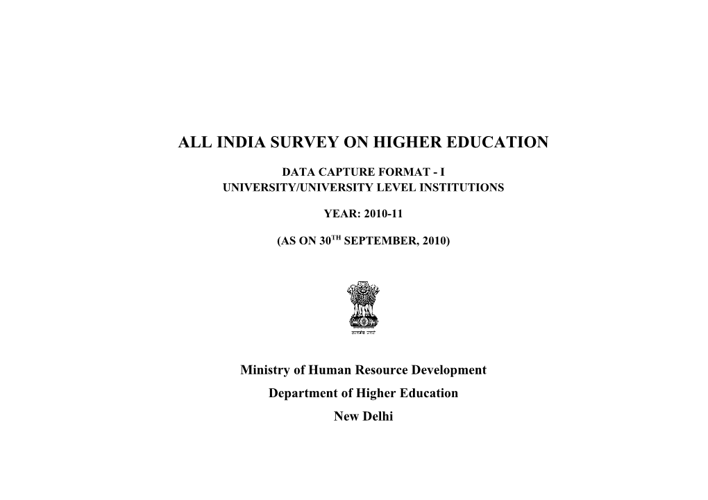 All India Survey on Higher Education Data Capture Format (Dcf)