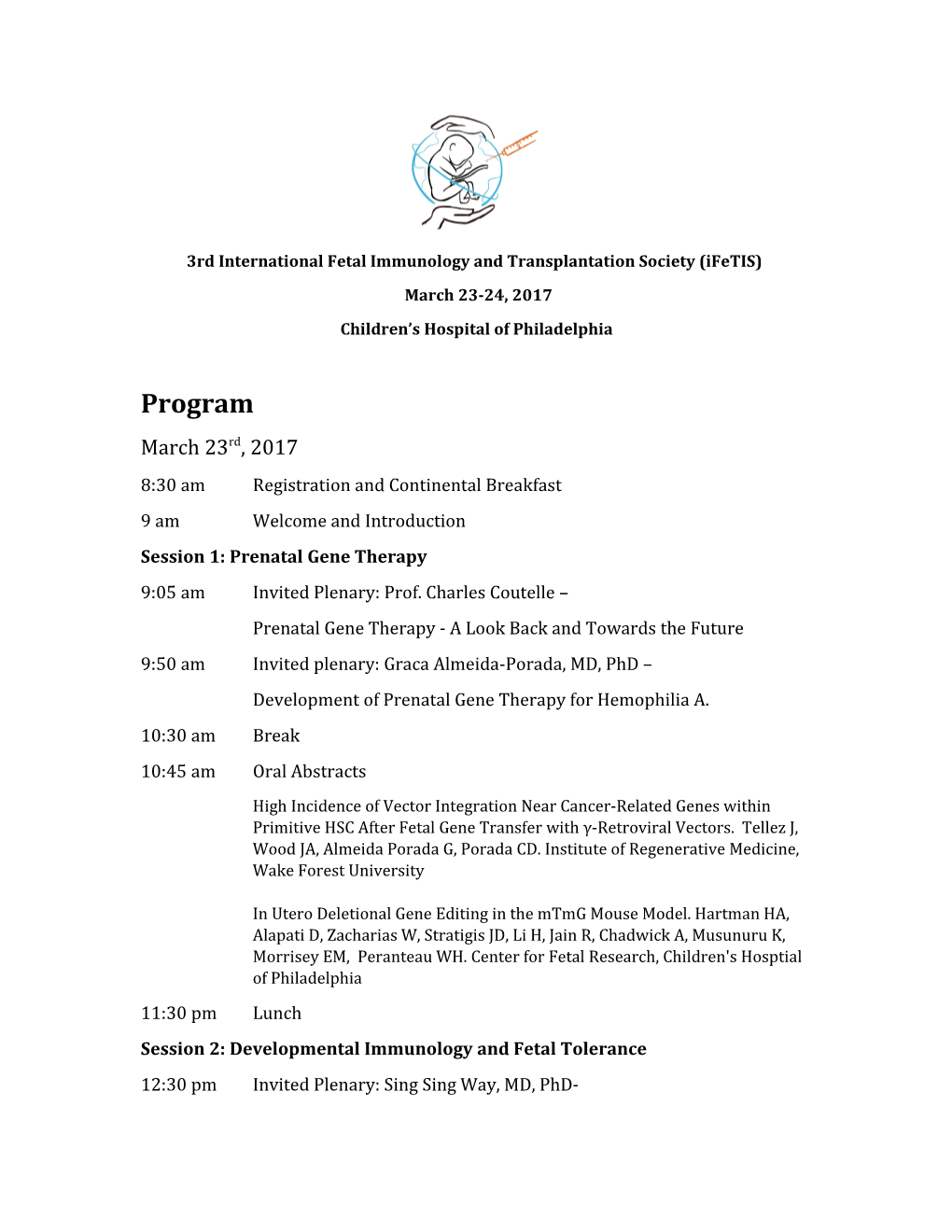 3Rd International Fetal Immunology and Transplantation Society (Ifetis)