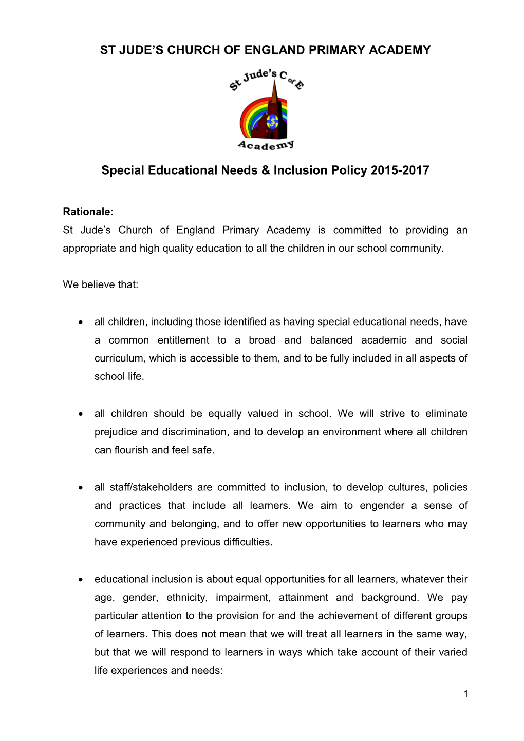 Developing a Special Educational Needs and Inclusion Policy