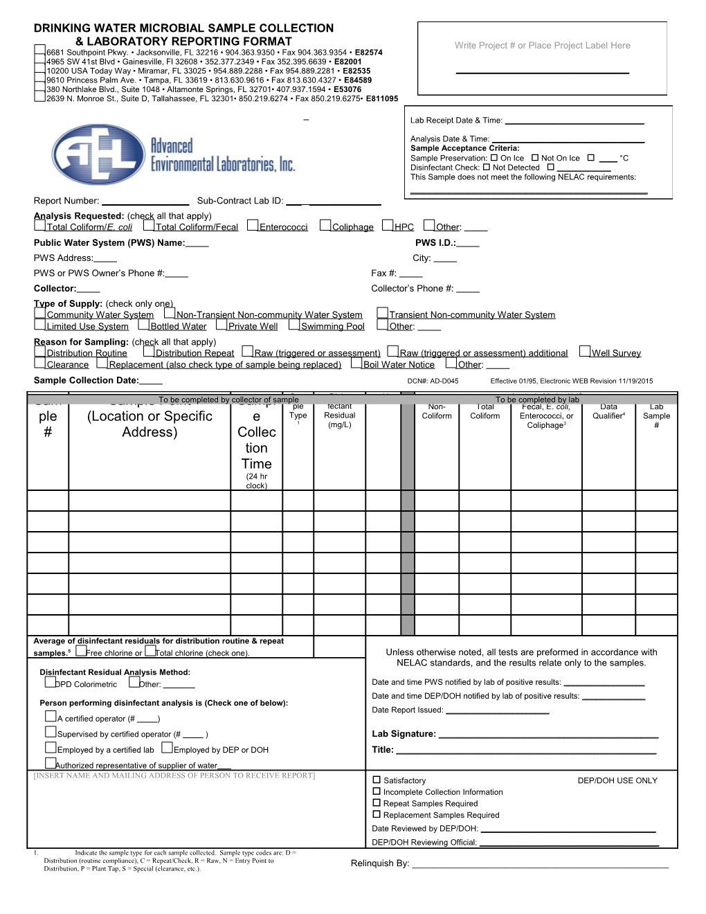 Drinking Water Microbial Sample Collection