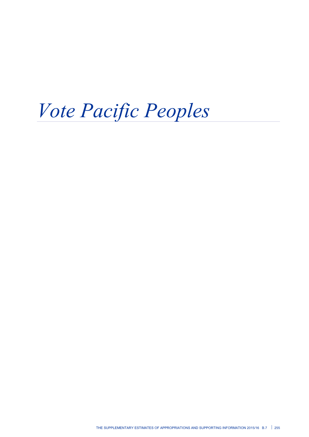 Vote Pacific People - Supplementary Estimates of Appropriations 2015/16 - Budget 2016
