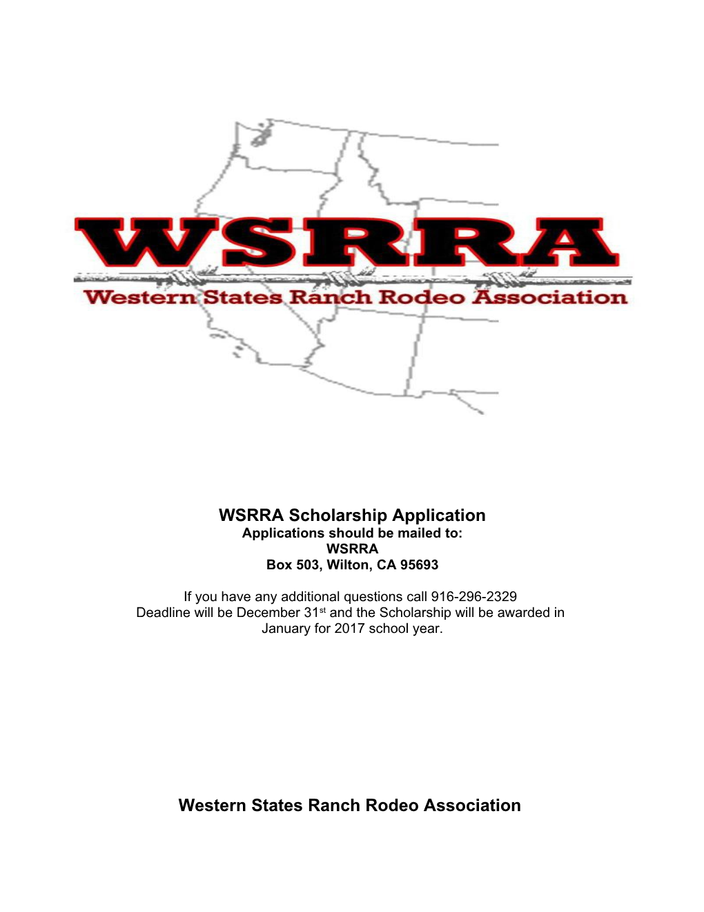 WSRRA Scholarship Application