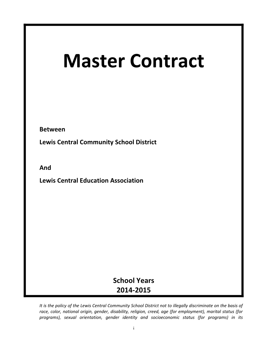 Lcea Master Contract