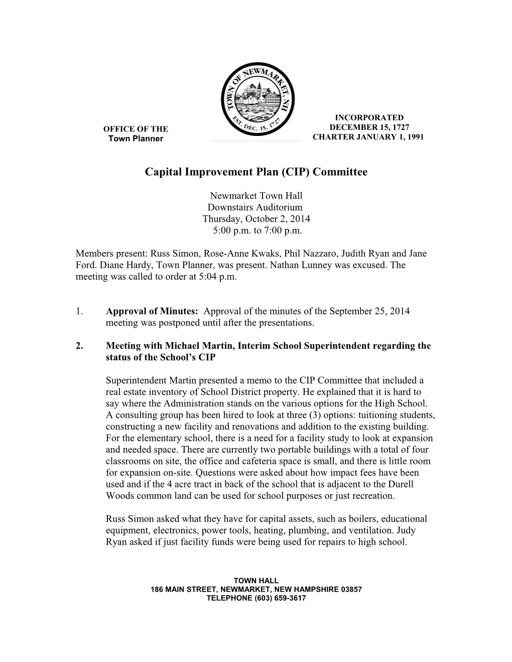 Capital Improvement Plan (CIP) Committee