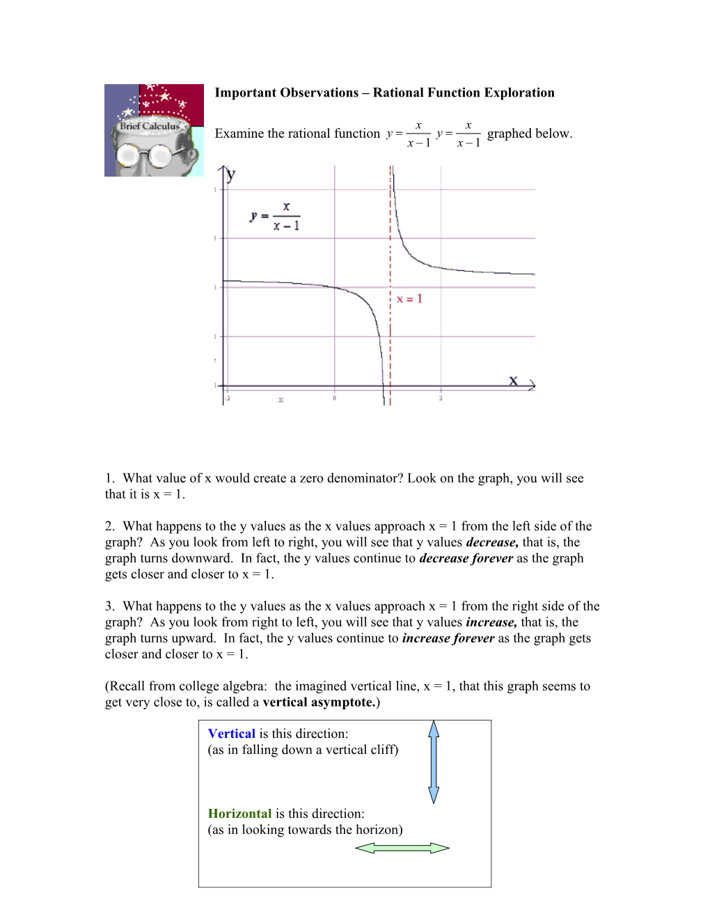Important Observations Rational Function Exploration