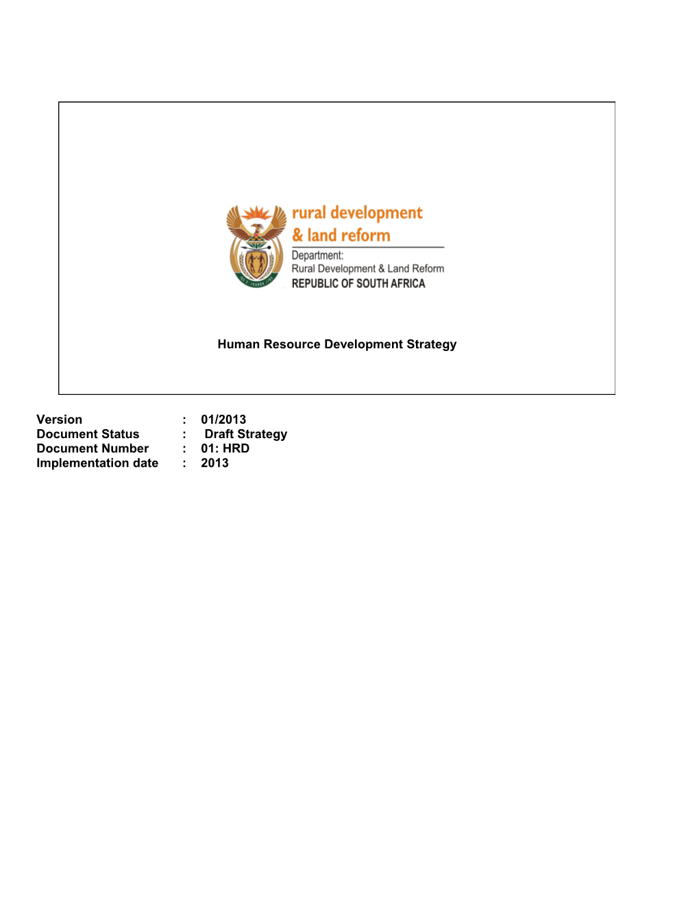 Human Resource Development Policy Framework