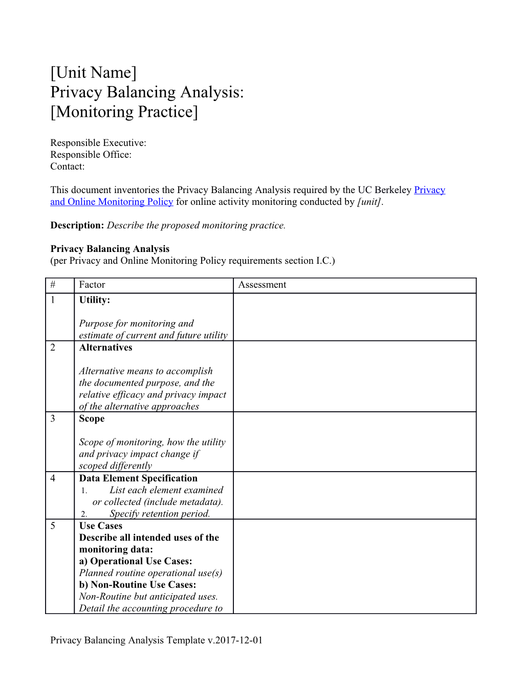 Unit Name Privacy Balancing Analysis