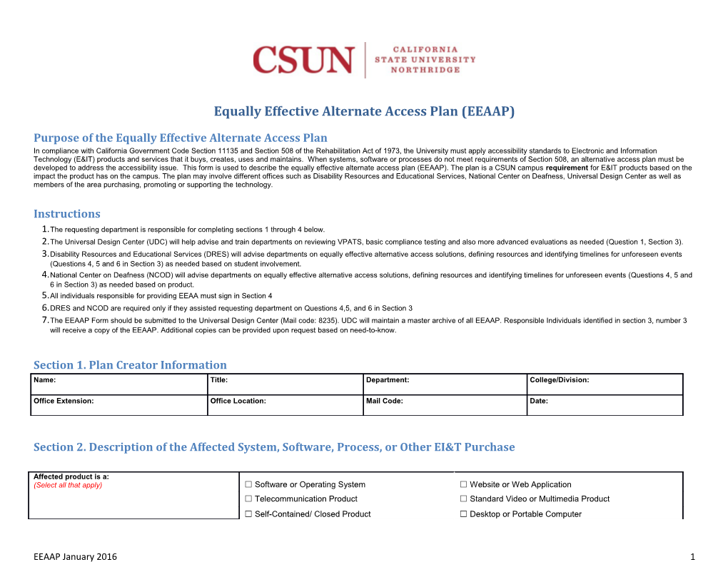 Equally Effective Alternate Access Plan (EEAAP)
