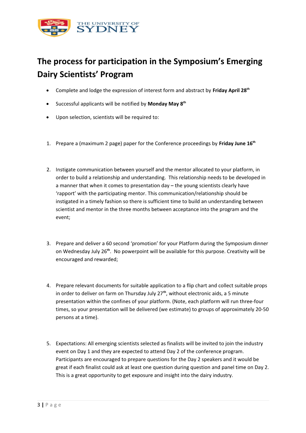 Call to Young Dairy Scientists Wishing To