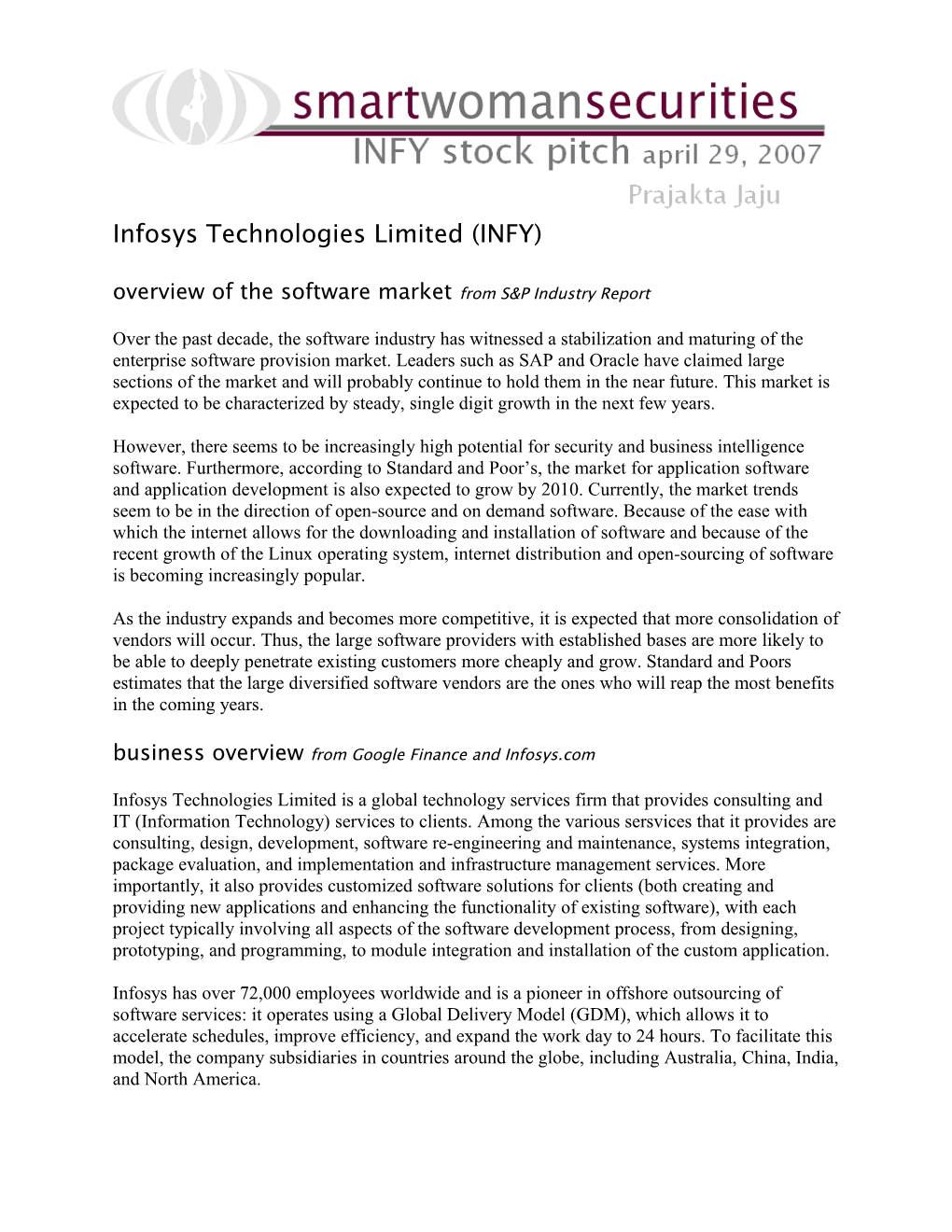 Infosys Technologies Limited (INFY)
