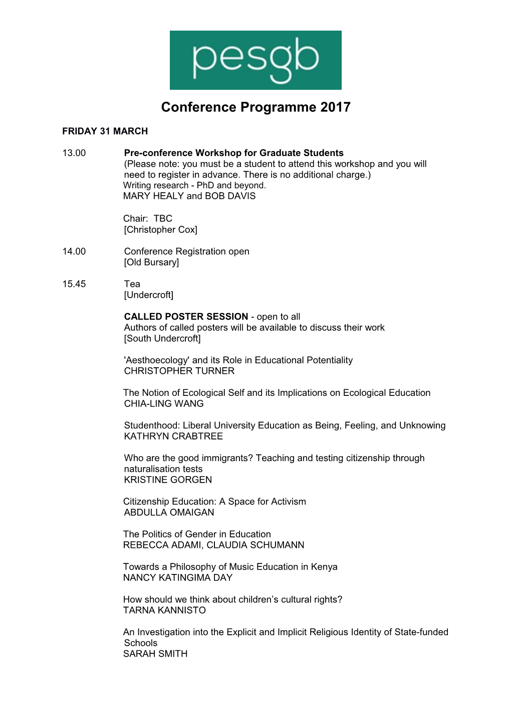 Conference Programme 2017