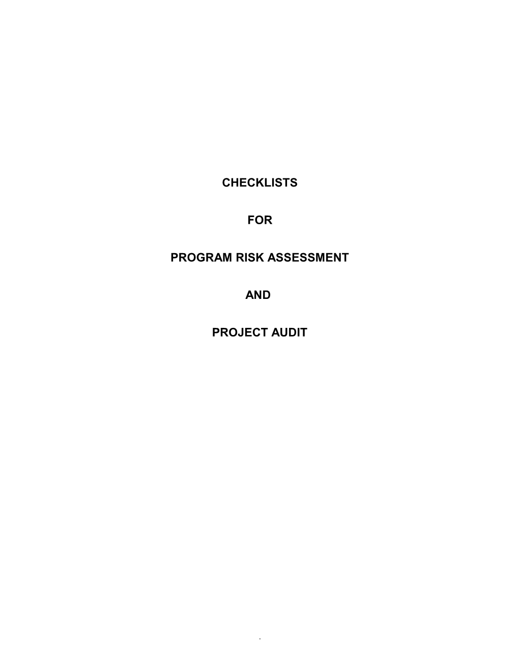 Risk Management Checklists