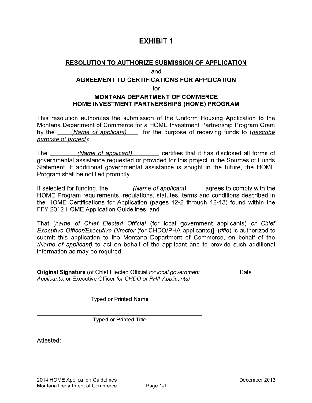 Resolution to Authorize Submission of Application