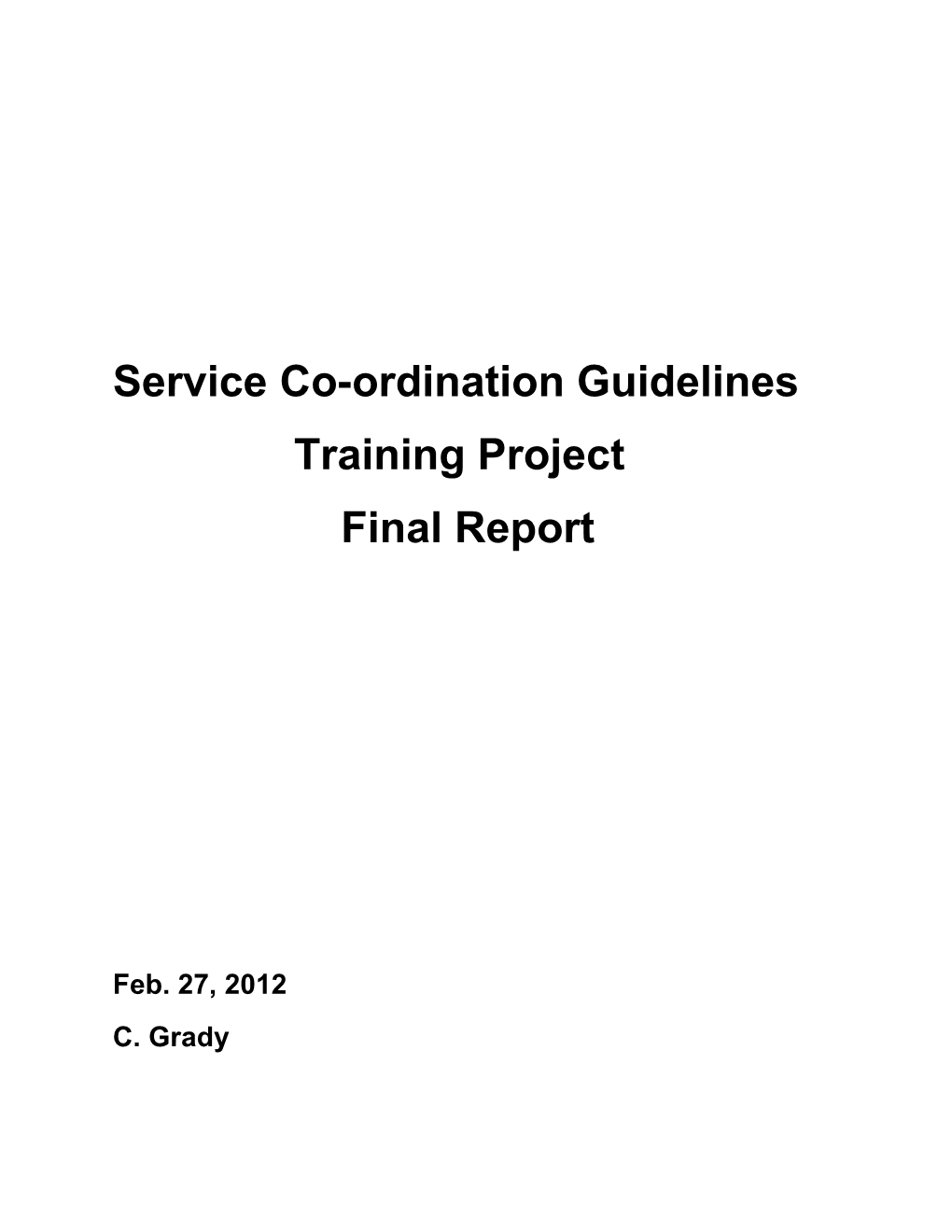 Service Co-Ordination Guidelines
