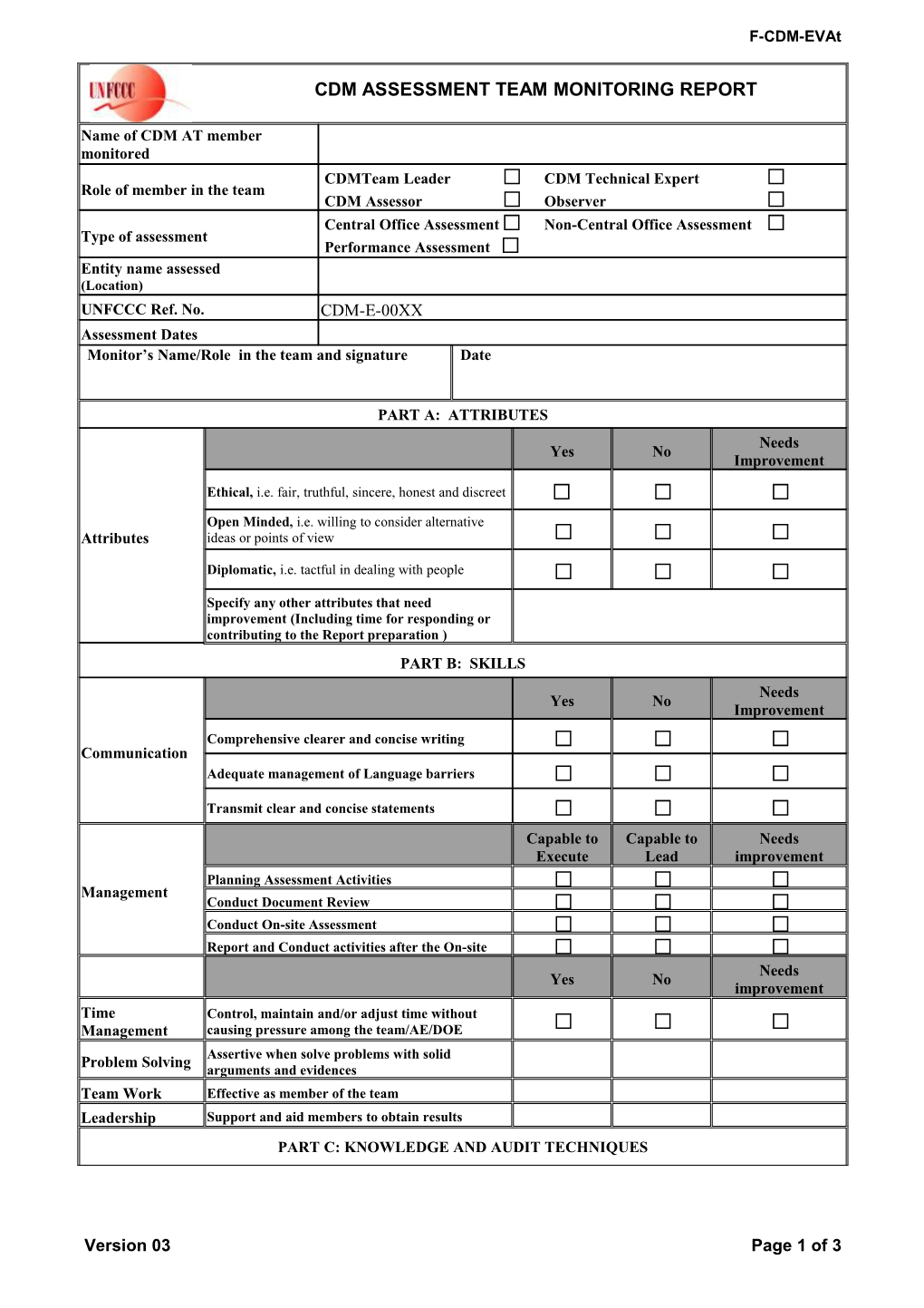 CDM Assessment Team Monitoring Report (F-CDM-Evat). (Version 03.0)