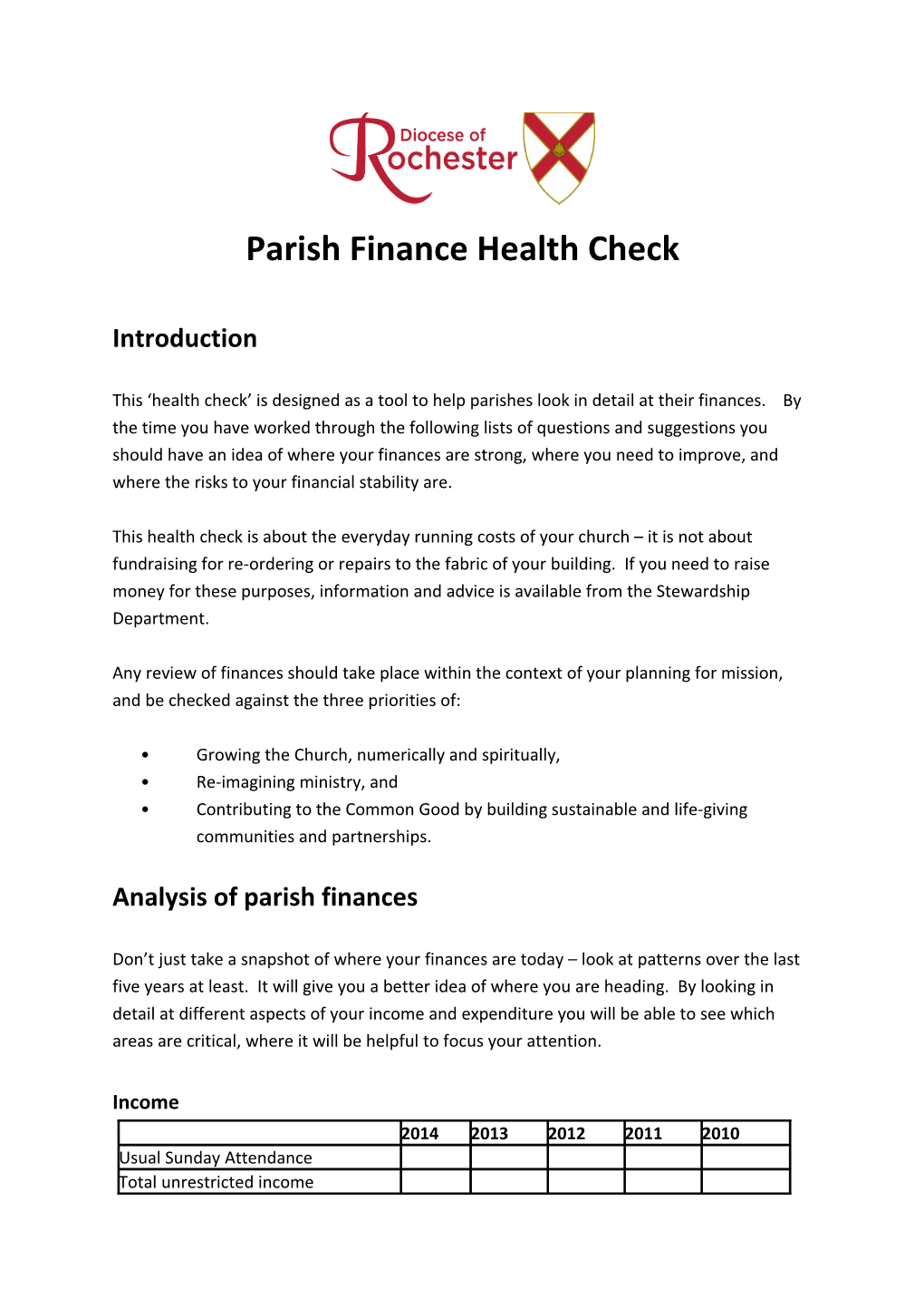 Parish Finance Health Check