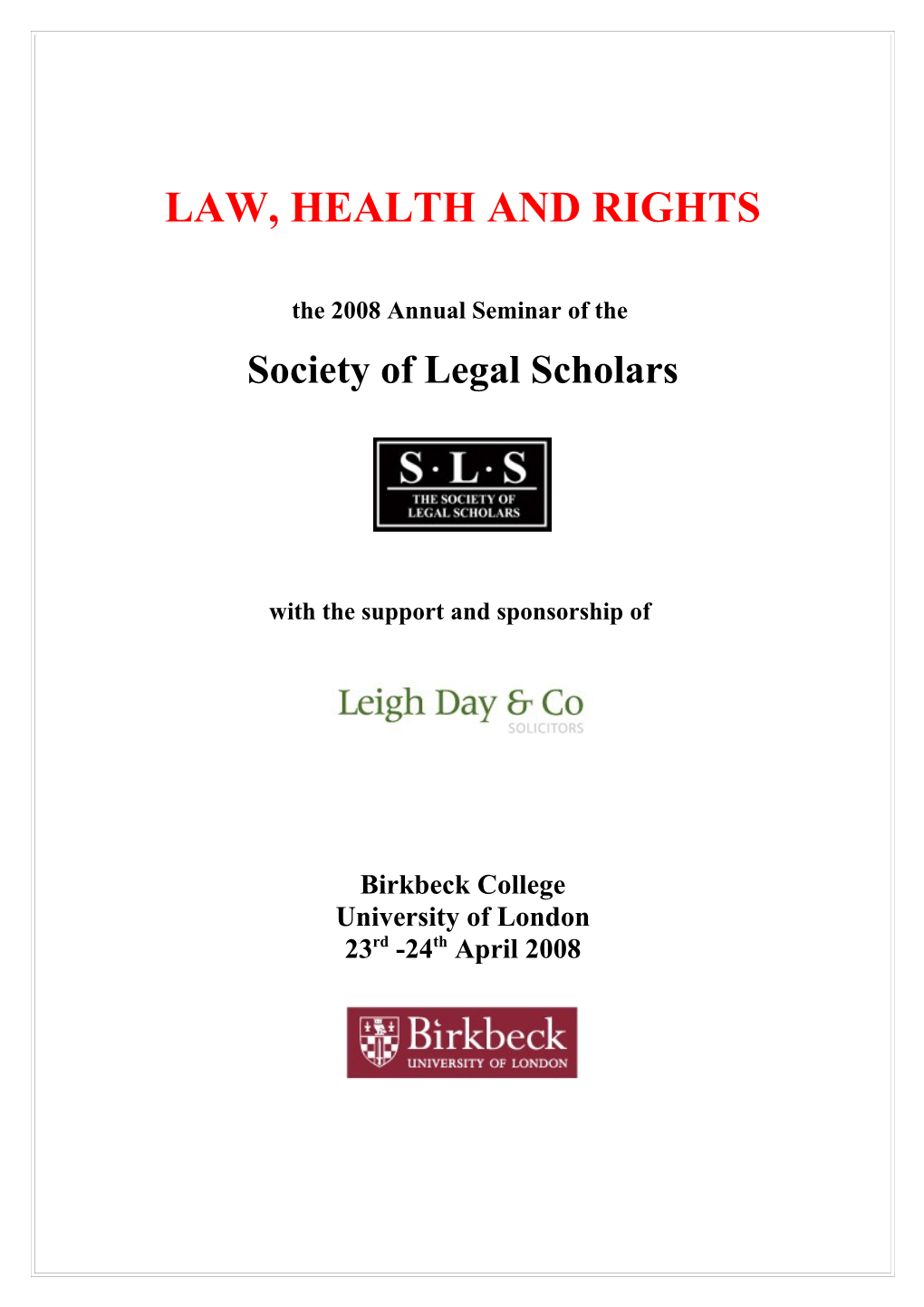 Law, Health and Rights