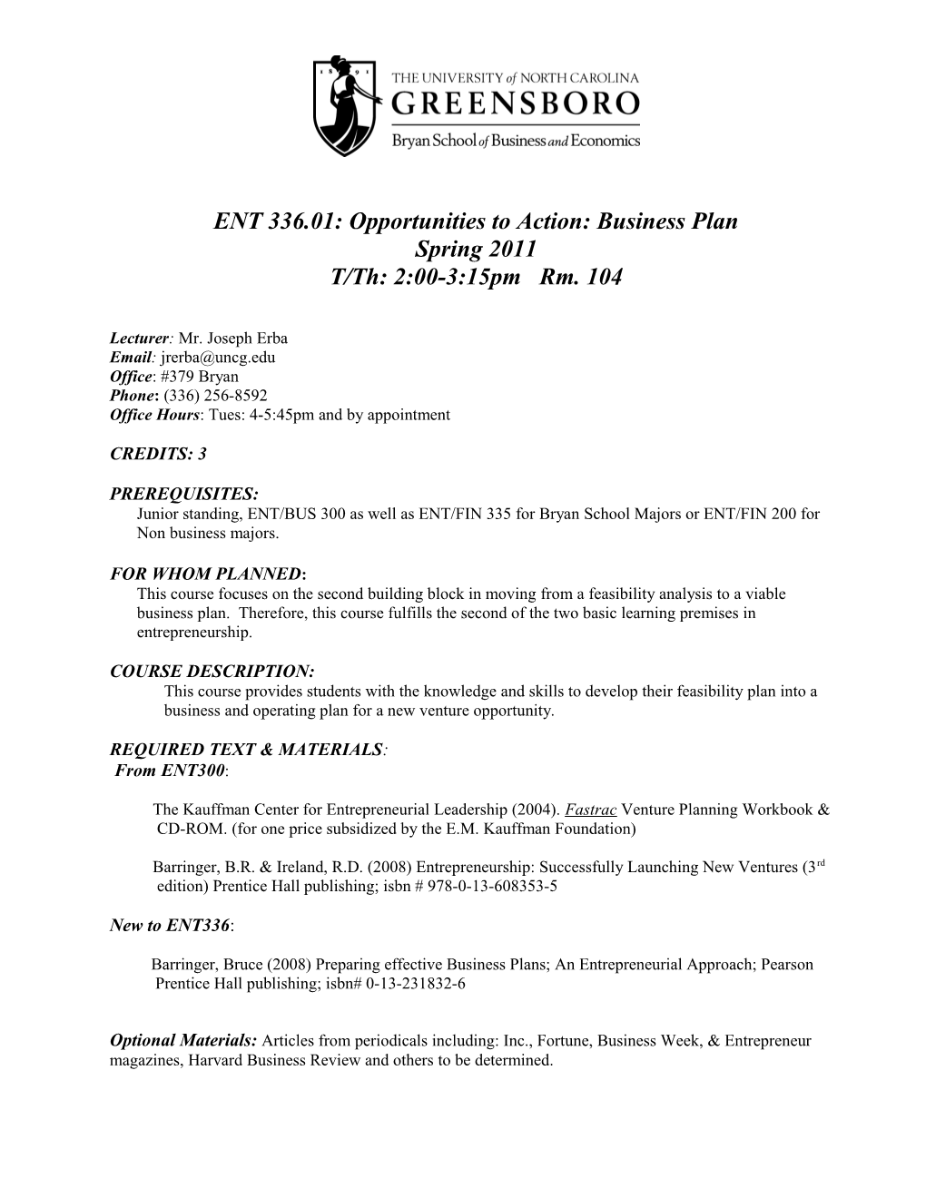 ENT 336.01: Opportunities to Action: Business Plan