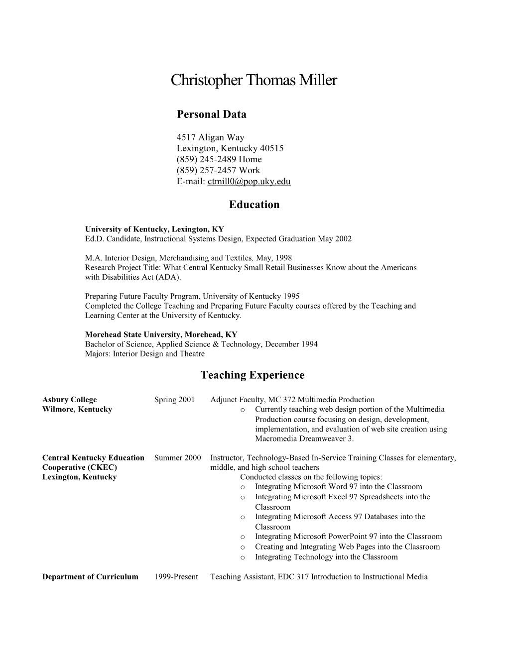 Christopher Thomas Miller