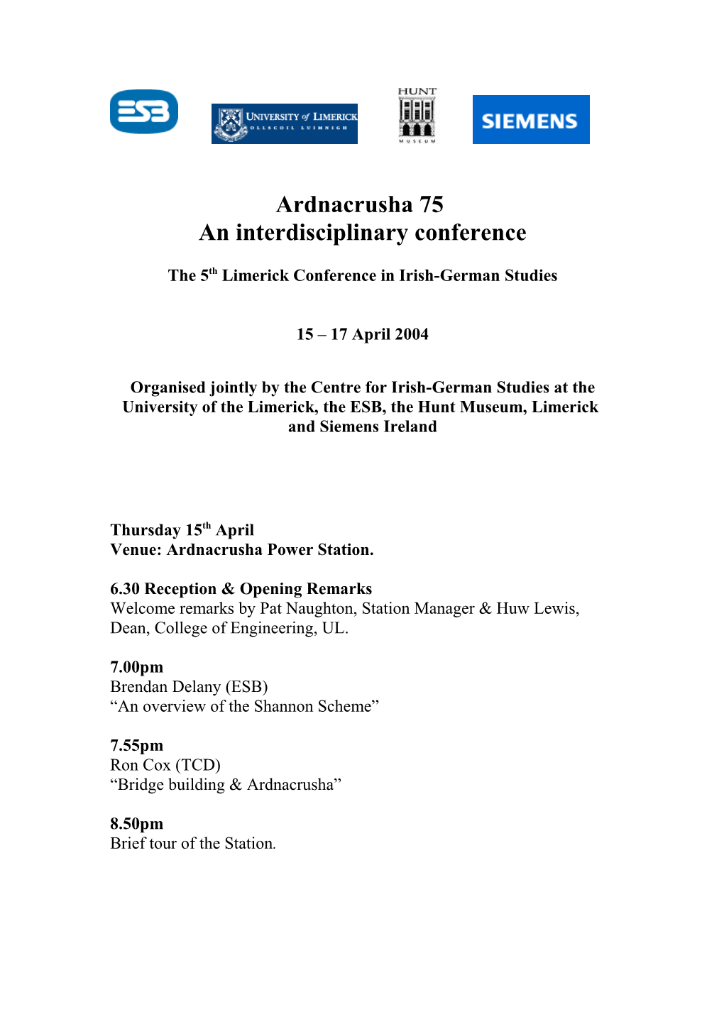 The 5Th Limerick Conference in Irish-German Studies