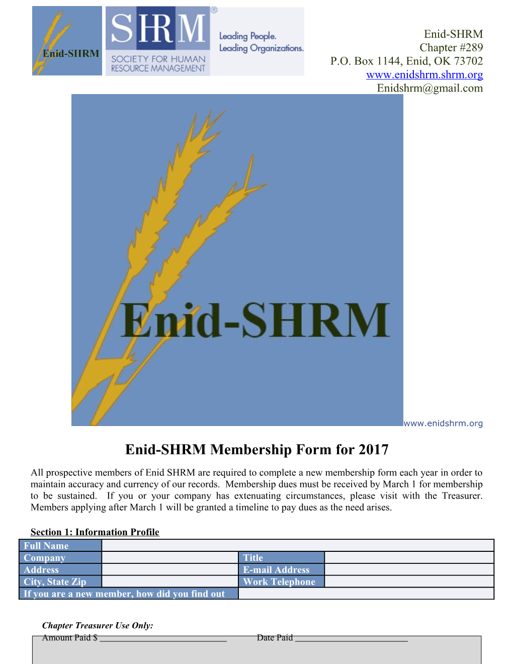 Shrm Enid Chapter #289