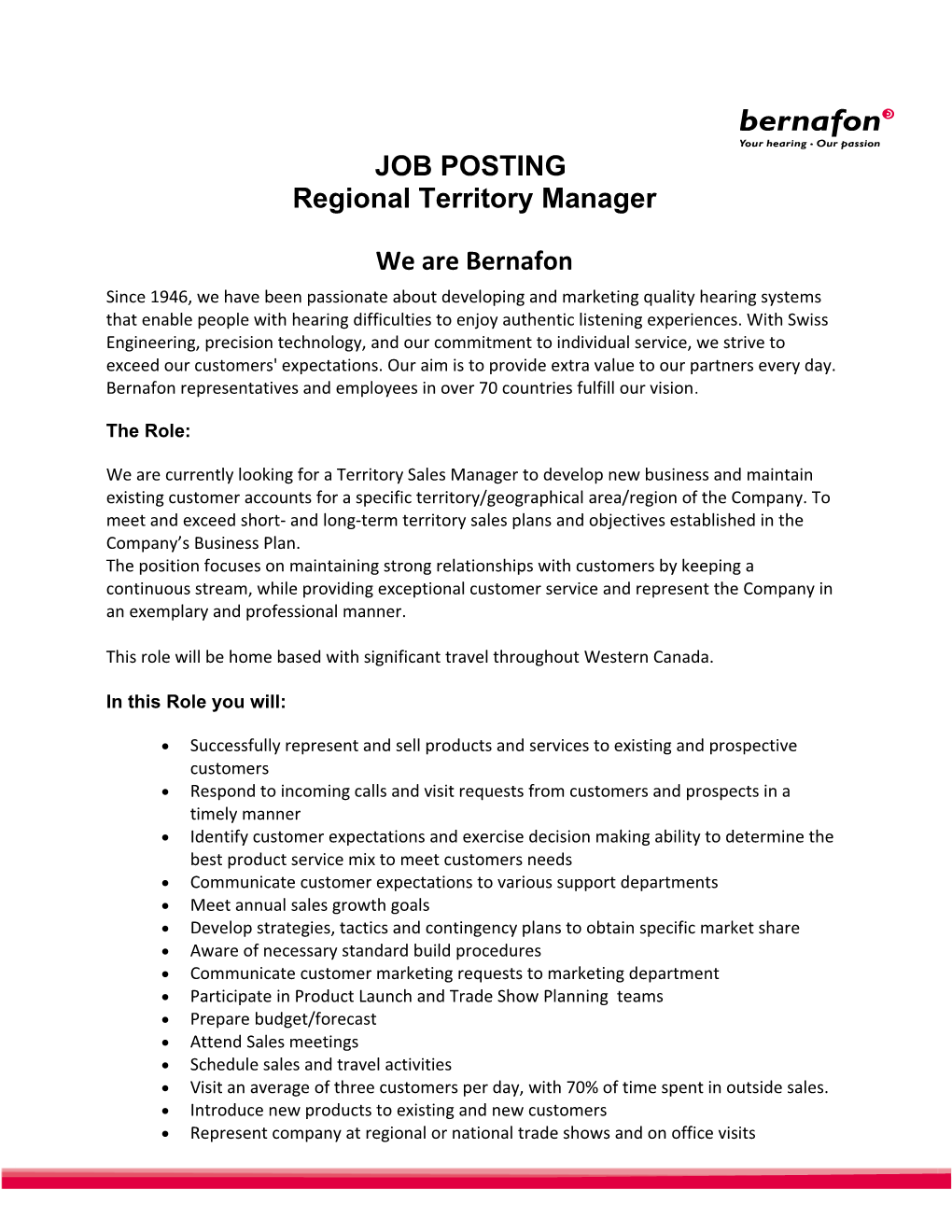 Regional Territory Manager