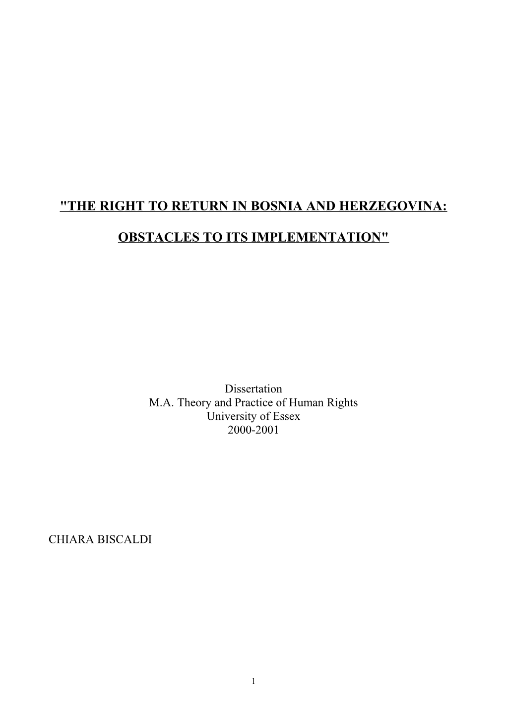 The Right to Return: Legal Framework