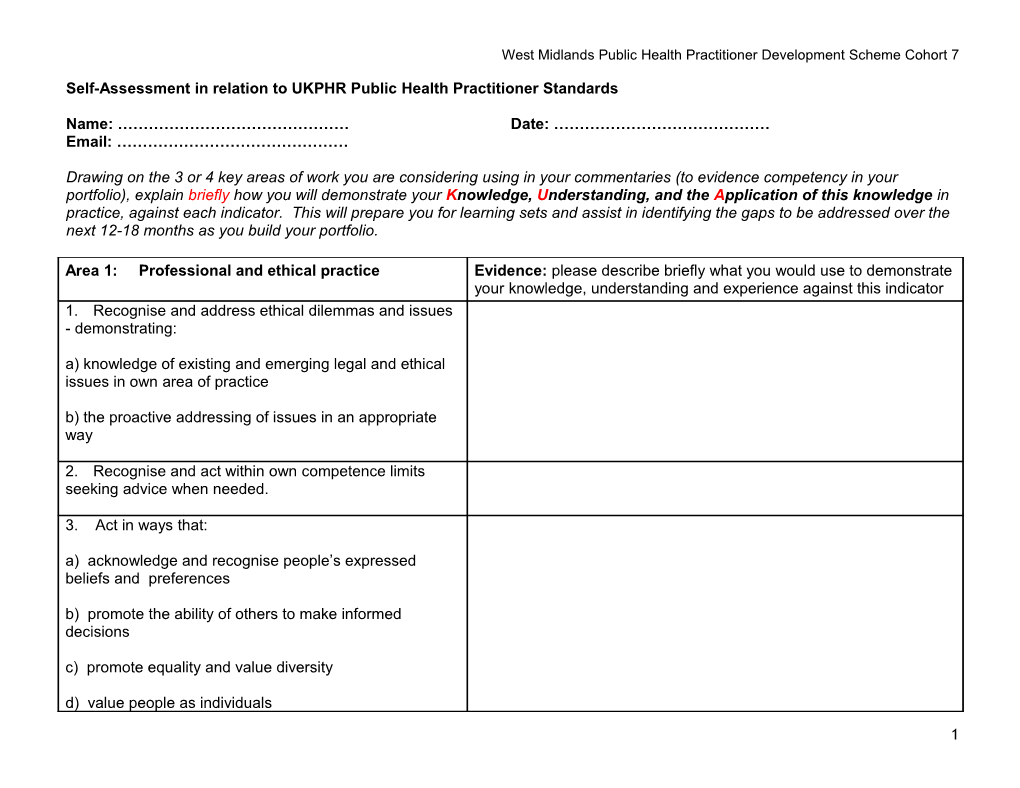 Public Health Practitioner (Draft) Standards