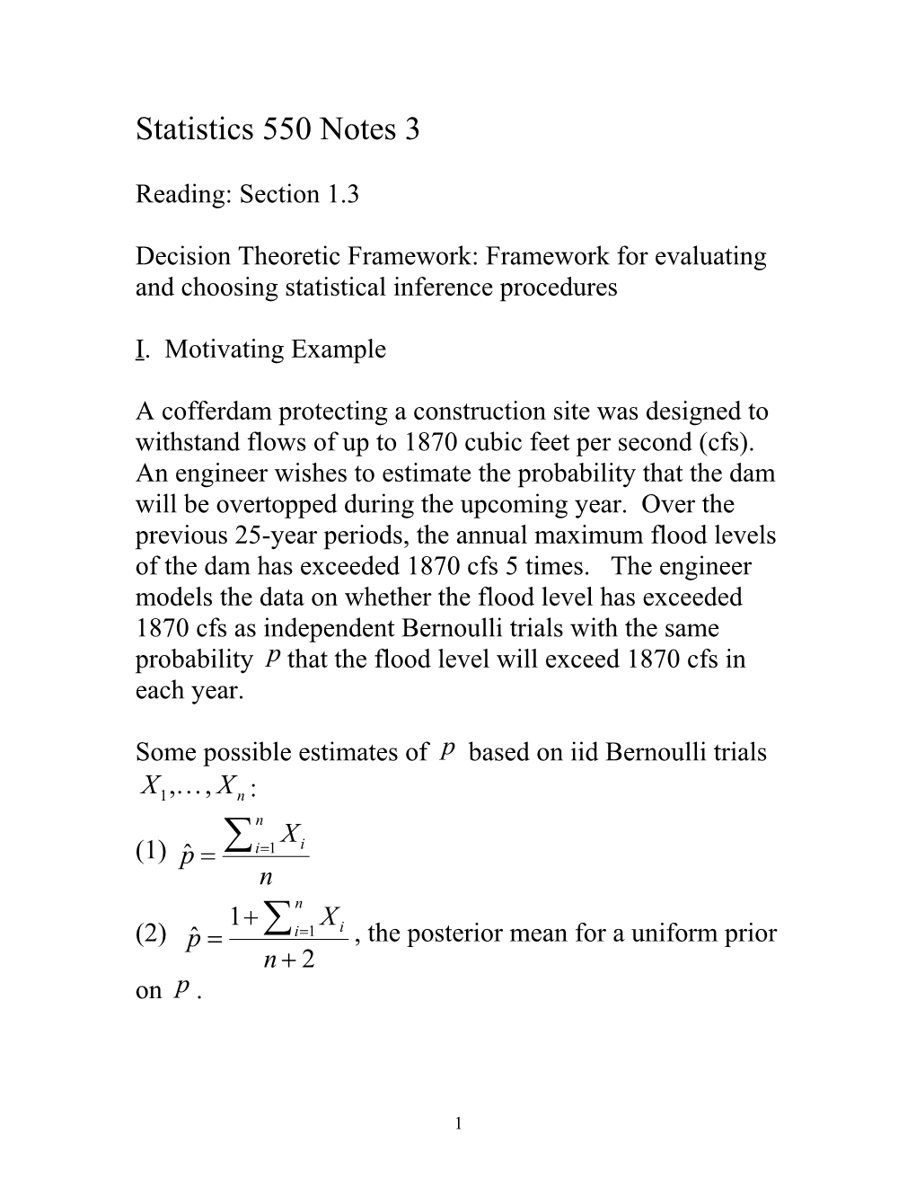 Statistics 550 Notes 3