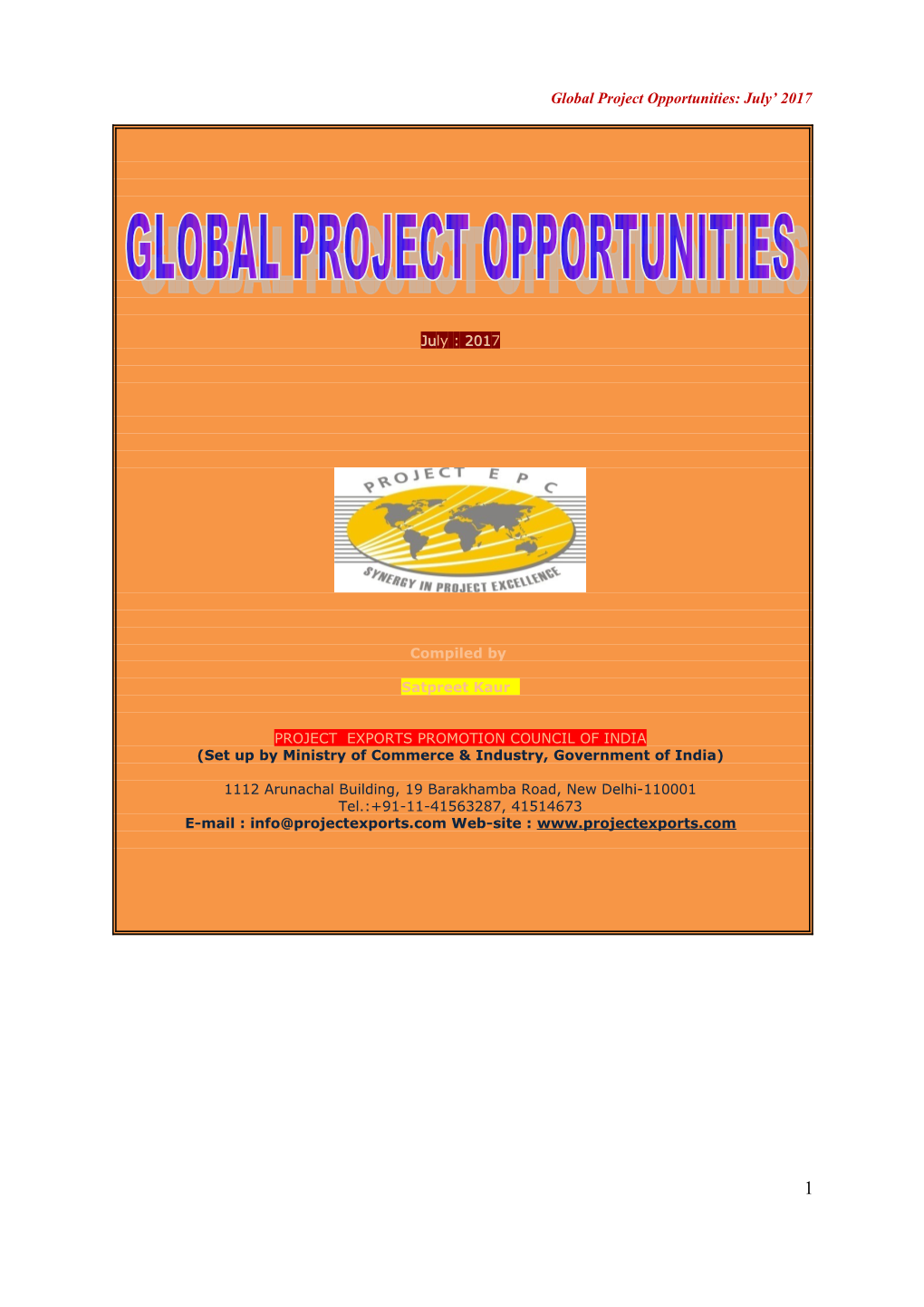 Global Project Opportunities: July 2017