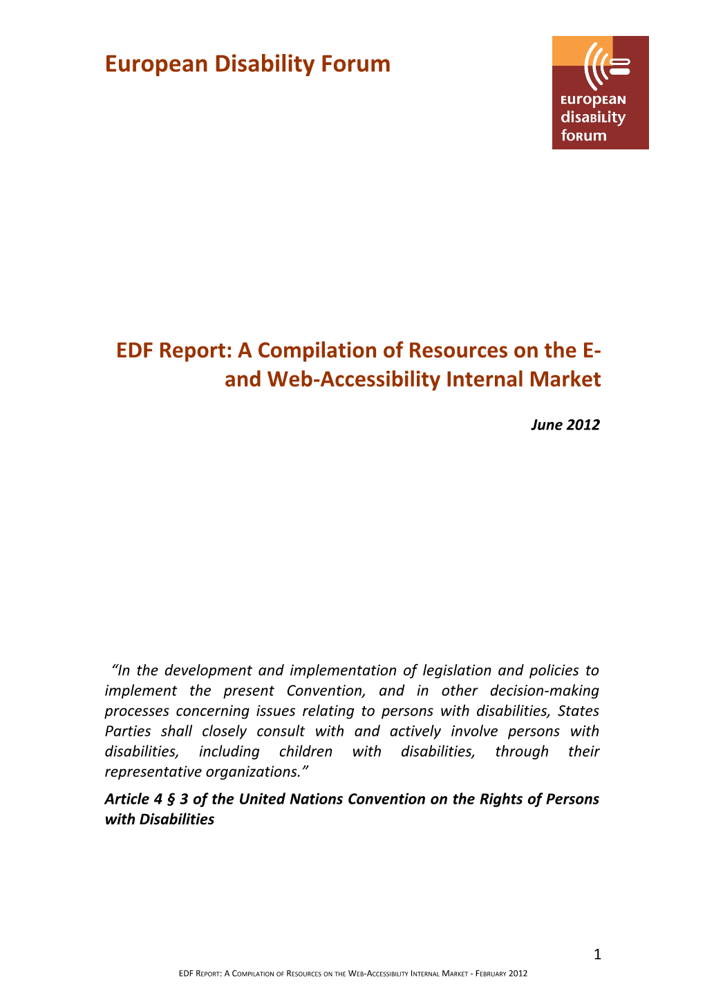 EDF Report: a Compilation of Resources on the E- and Web-Accessibility Internal Market